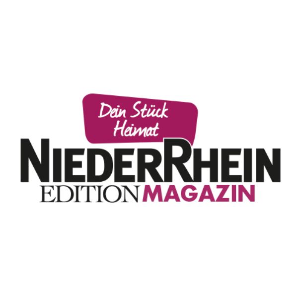 Logo des Magazins „Niederrhein Edition Magazin“ mit Slogan „Dein Stück Heimat“.