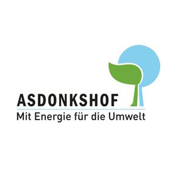 Logo von Asdonkshof: Energie für die Umwelt mit Baum-Symbol.